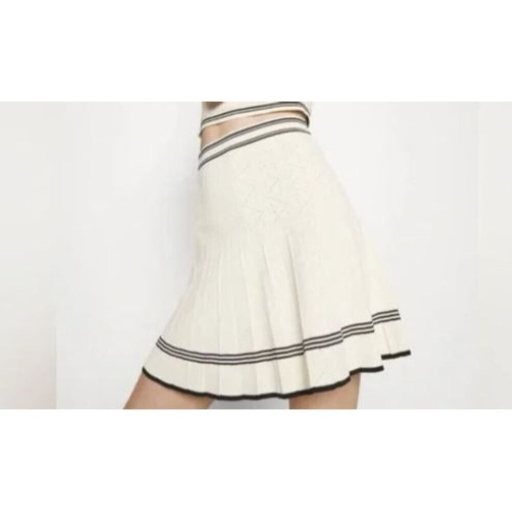 House of Harlow 1960 Knit Tennis Skirt Women Medium Pleated Preppy Mini NWT